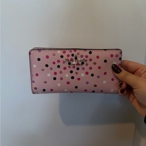 Kate Spade Pink Wallet with Multicolor Dots
